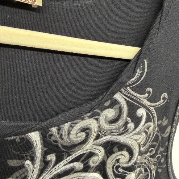 Vintage Blue Canyon Clothing Women's Black Tank Top Embellished Graphic XL Y2K - Picture 3 of 9